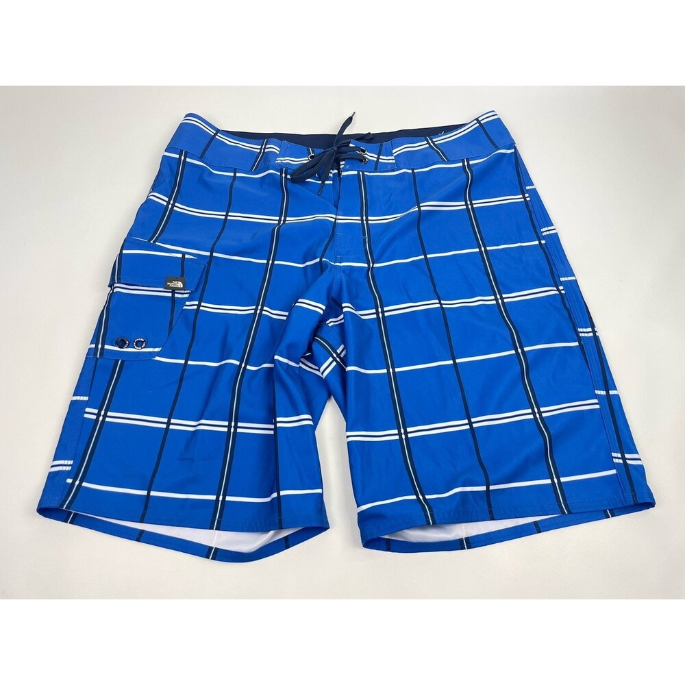 The North Face Board Shorts Men’s 38 Blue Striped Swim Trunks Surf Quick Dry New